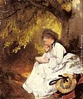 An Elegant Lady Reading Under a Tree by Karl Raupp